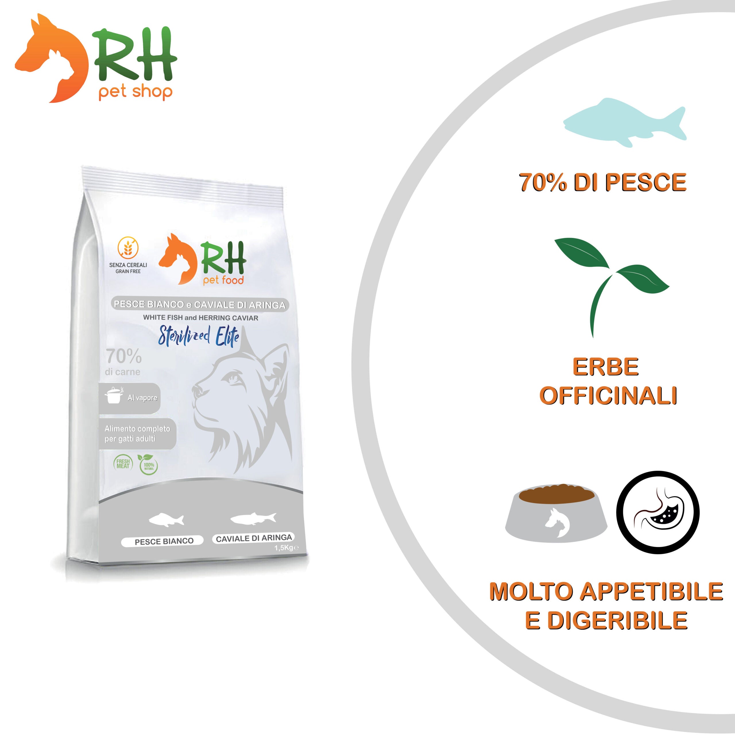 Pesce Bianco e Caviale di Aringa Sterilized Elite plus