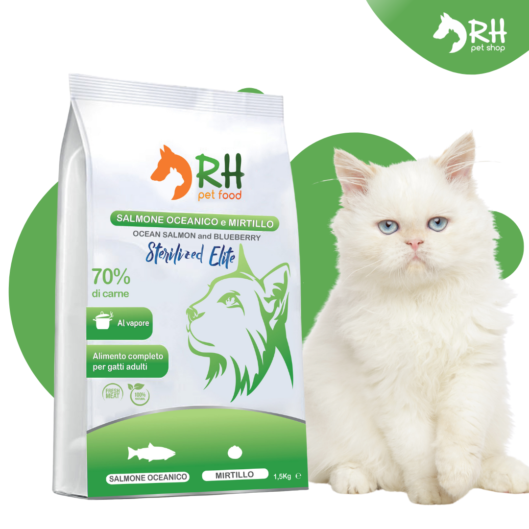 Salmone oceanico e mirtillo Sterilized Elite plus - benefici
