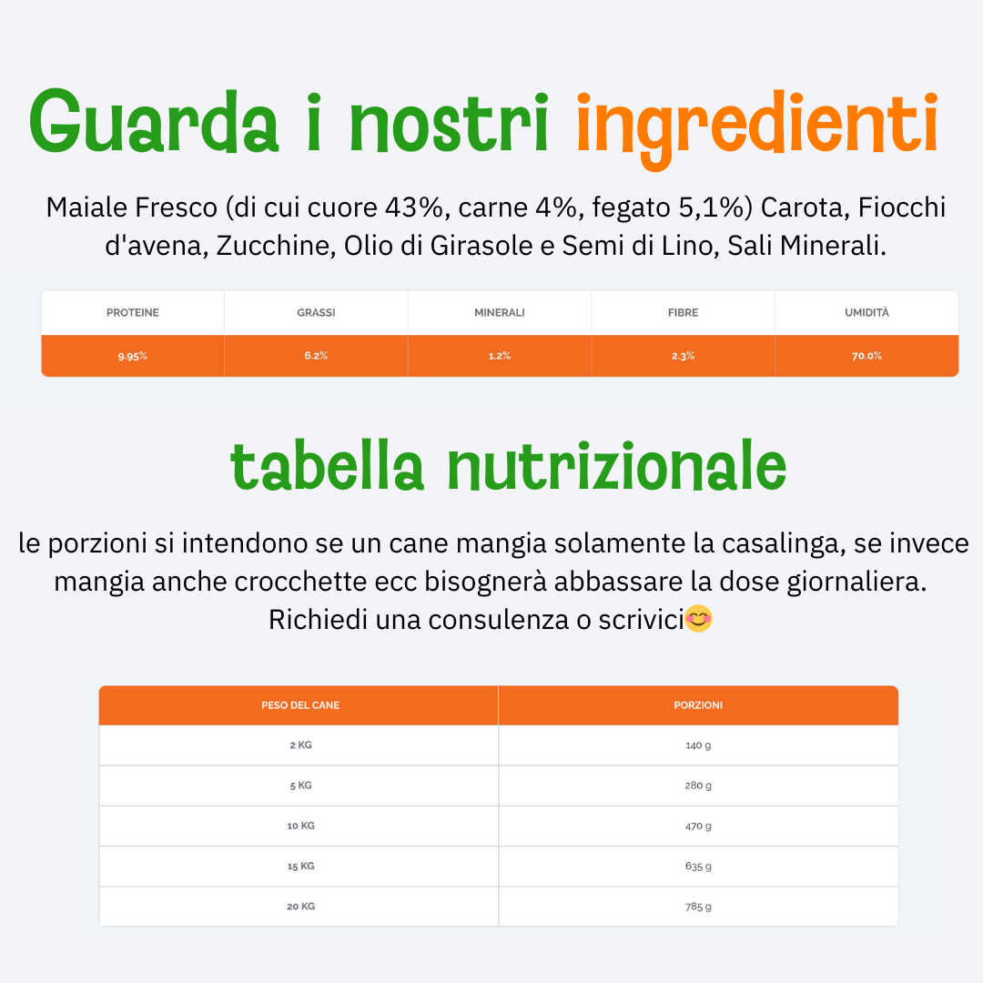 Casalinga cotta Maiale (NO FRIGO) Sottovuoto Per Cani