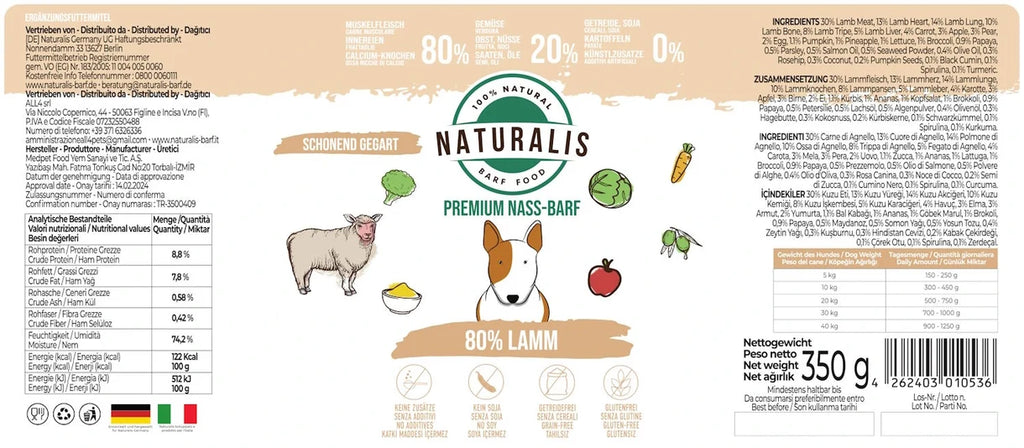 Naturalis Premium Wet BARF 350gr