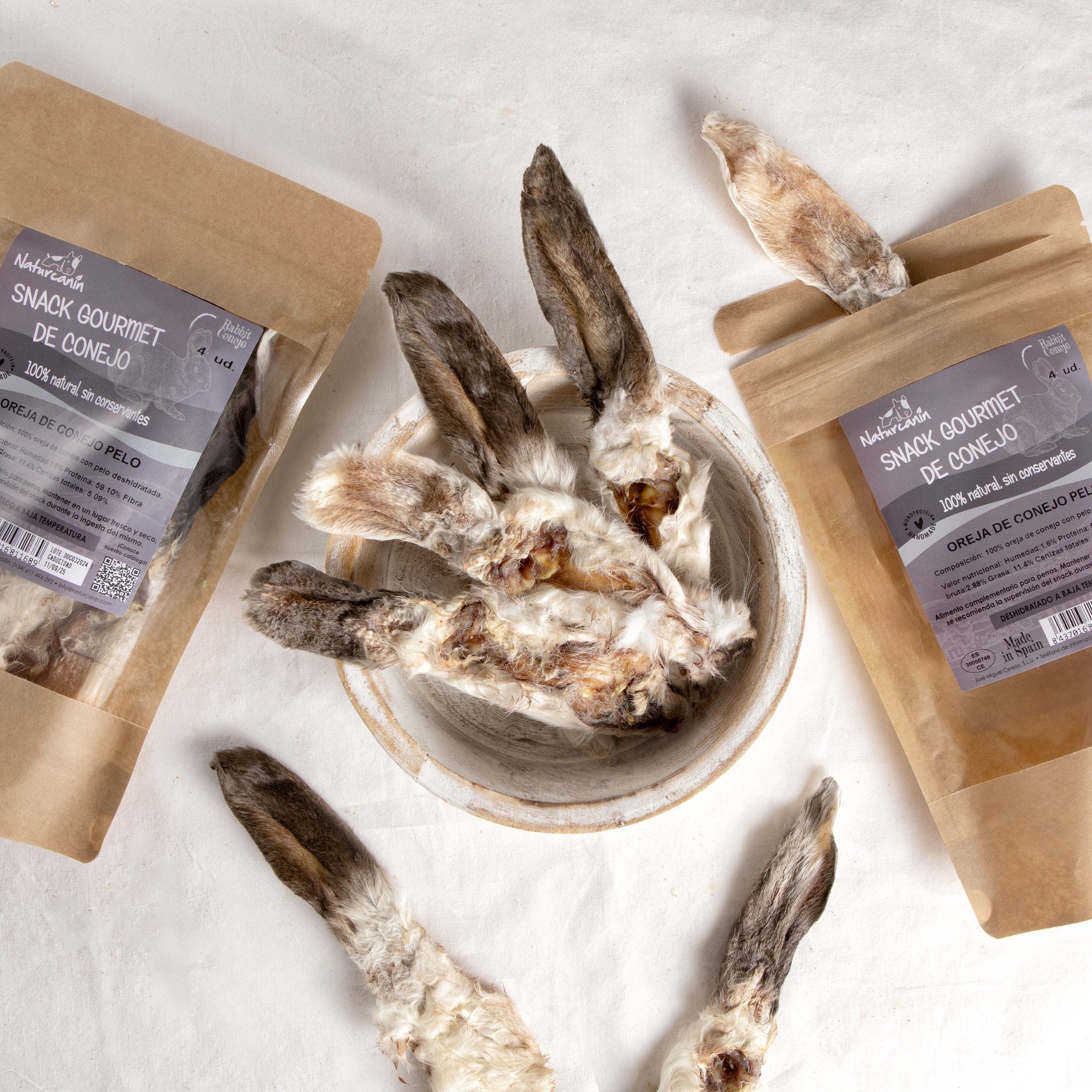 Orecchie Coniglio con Pelo 250gr