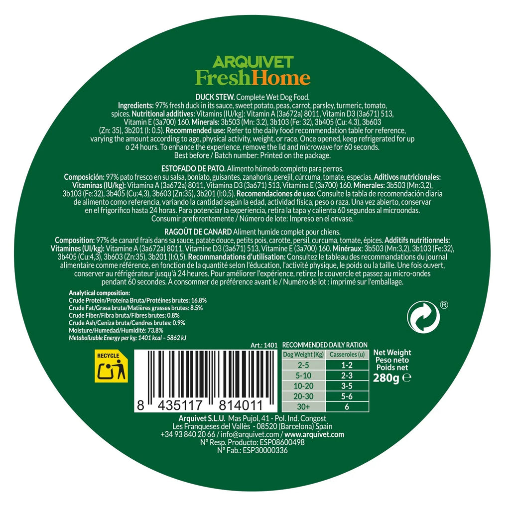 Arquivet Fresh spezzatino Anatra 280gr