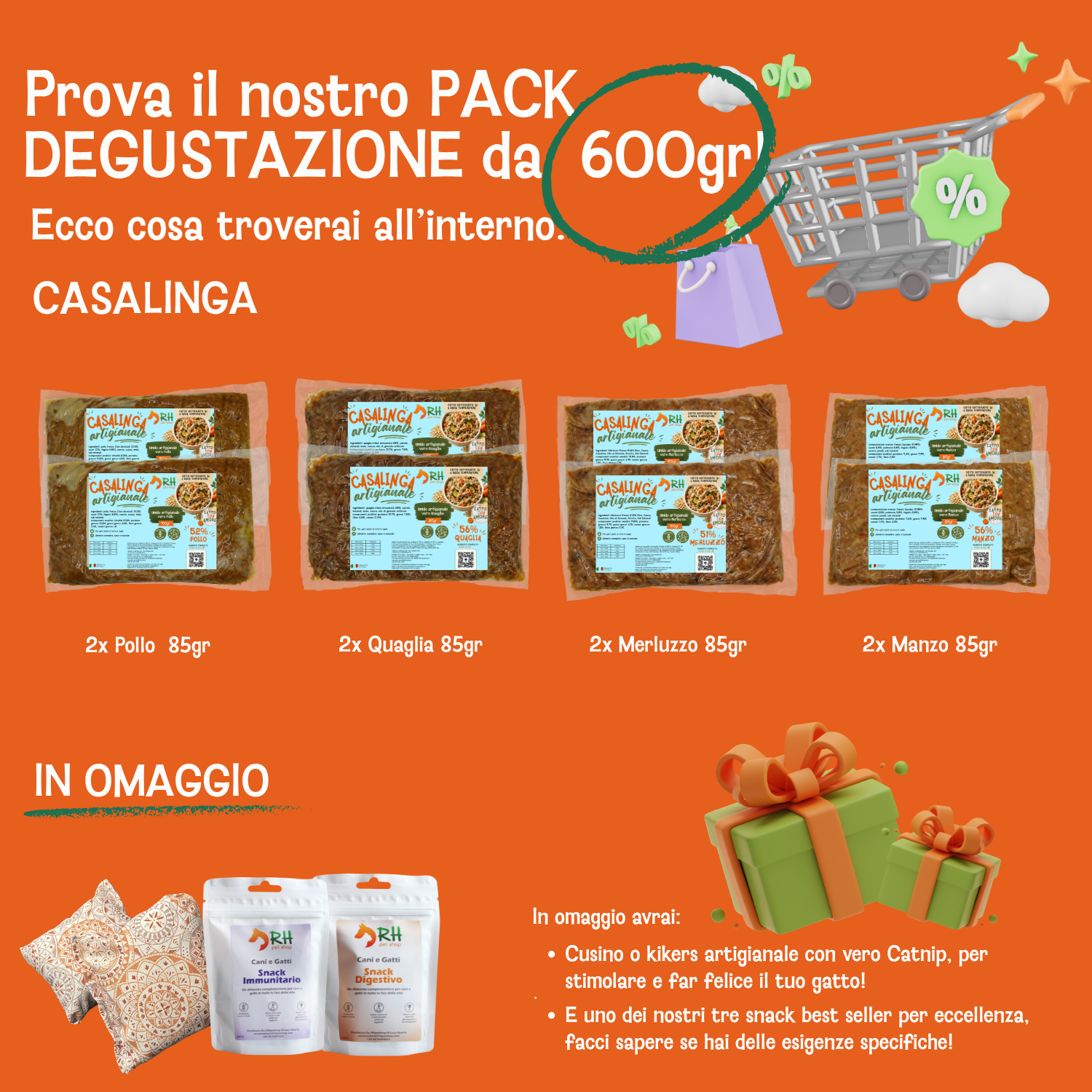 Pack Degustazione Casalinga Cotta Gatti 600gr a scelta