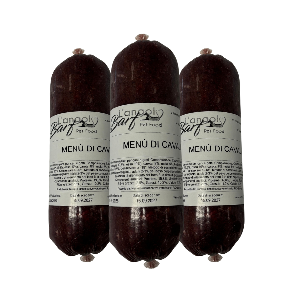 Menu completo Cavallo con frutta e verdura Angolo Barf 1kg