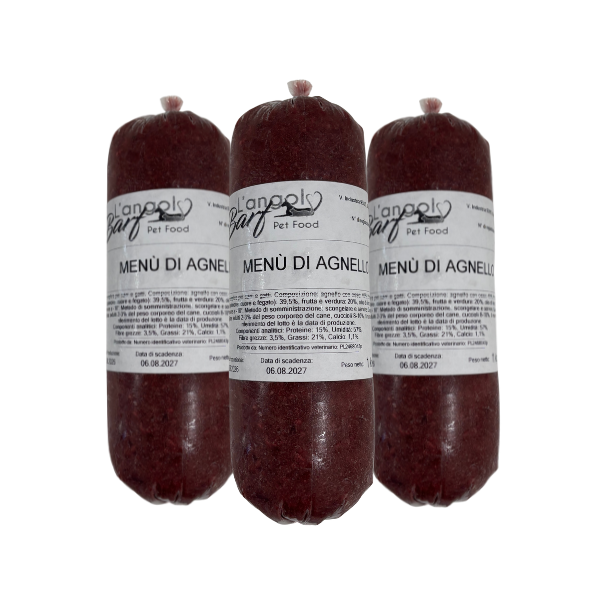 Menu completo Agnello con frutta e verdura Angolo Barf 1kg