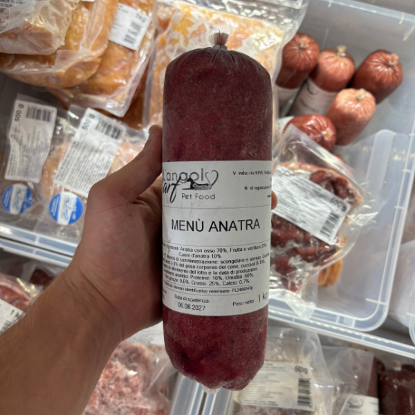 Menù completo Anatra con frutta e verdura Angolo Barf - cane che mangia il carne BARF (immagine 2)
