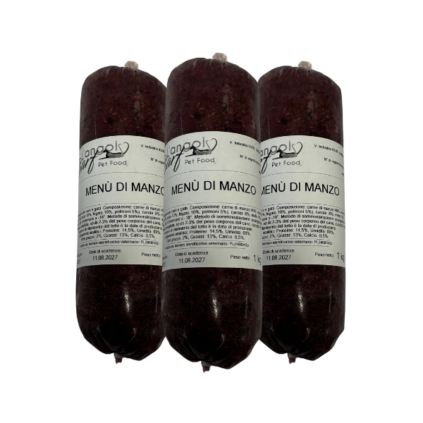 Menu completo Manzo con frutta e verdura Angolo Barf 1kg