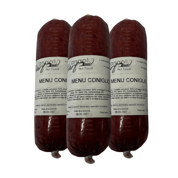Menu completo Coniglio con frutta e verdura Angolo Barf 1kg