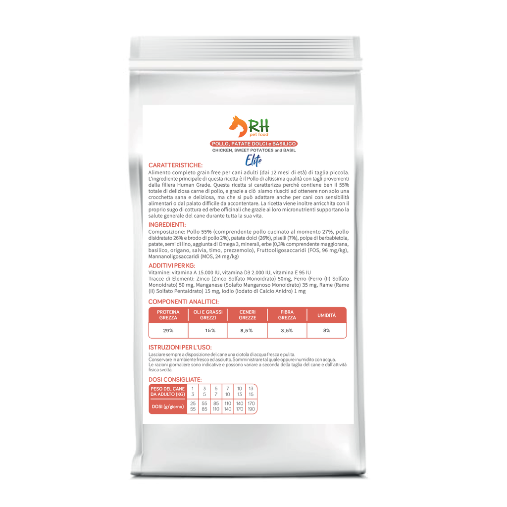 Pollo, patate dolci e basilico mini Elite plus