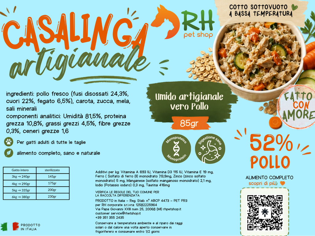 Casalinga cotta Pollo (no frigo) Sottovuoto Per Gatti