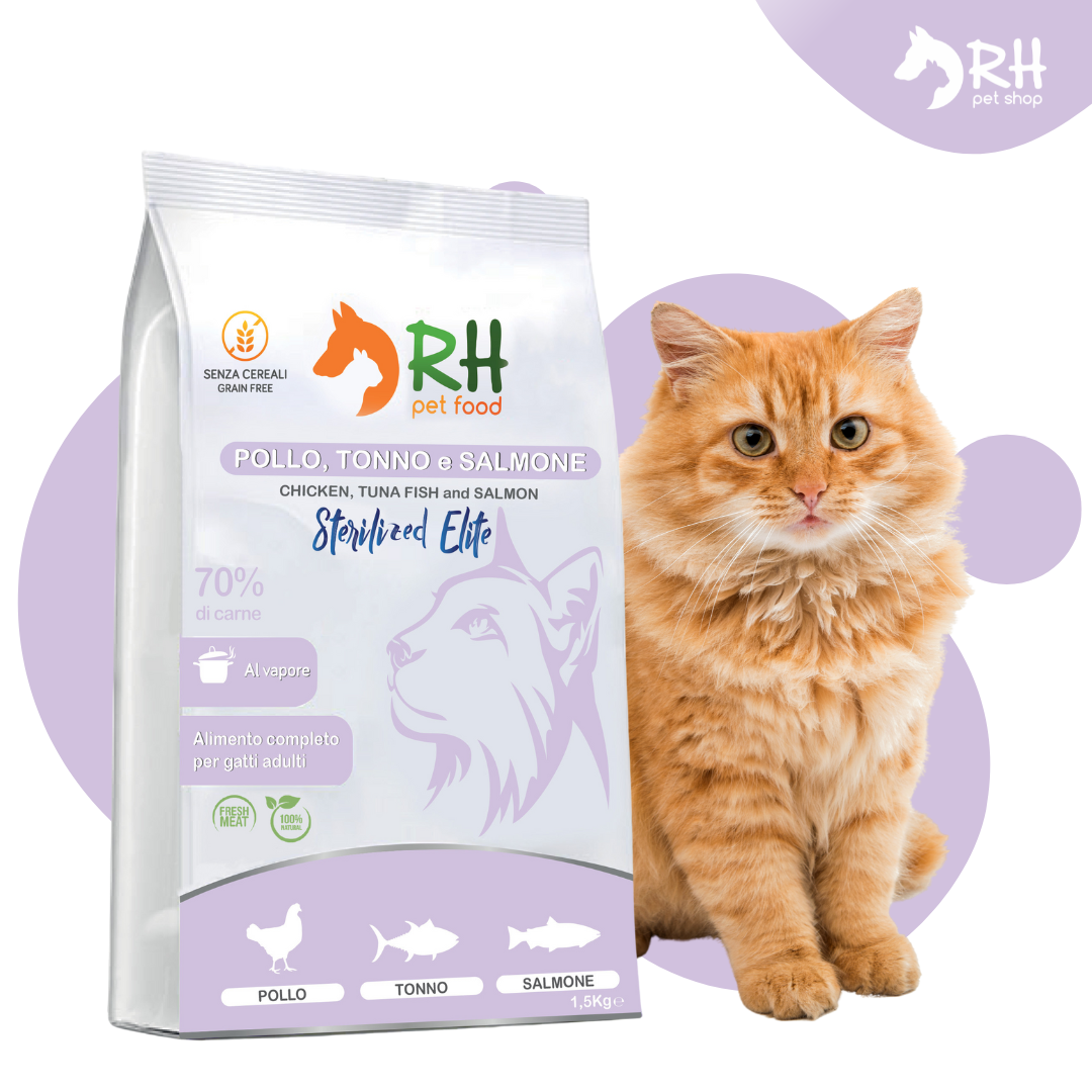 Pollo, tonno e salmone Sterilized Elite plus - benefici