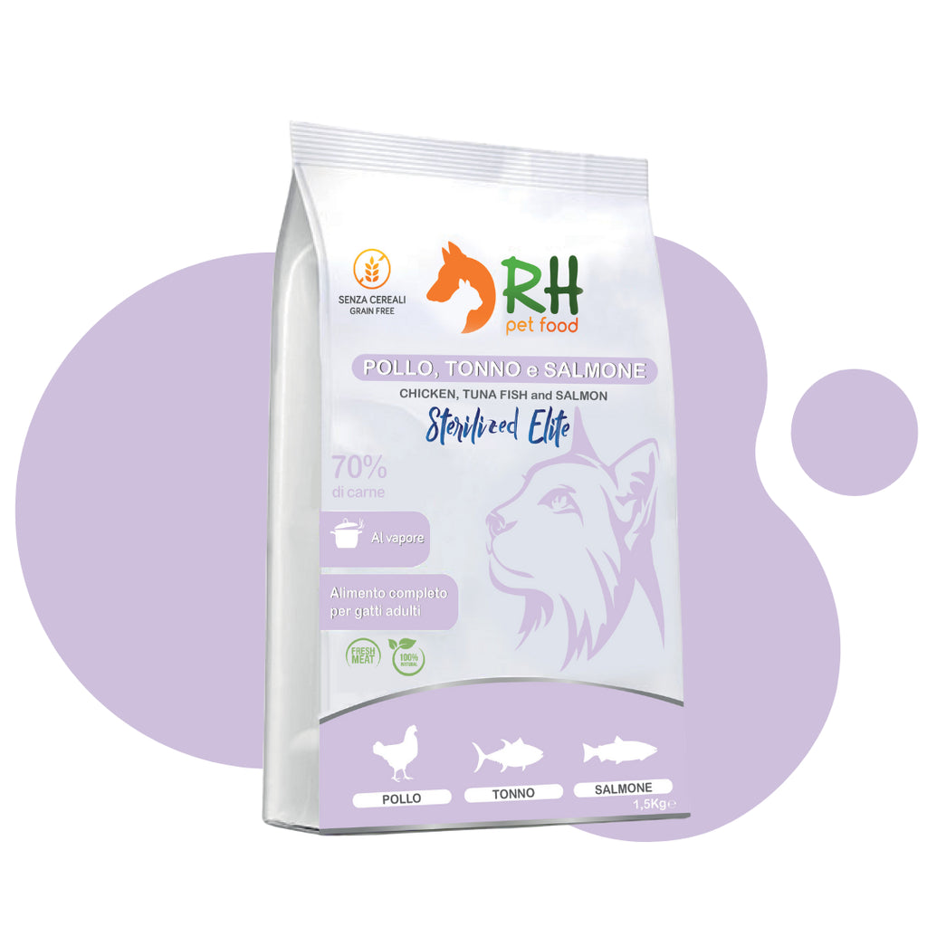 Pollo, tonno e salmone Sterilized Elite plus