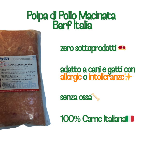 Polpa Pollo Macinata Barf Italia